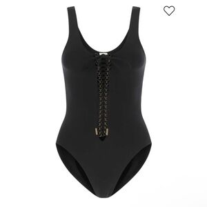 New With Tags - Saint Laurent Black Lace-Up Swimsuit